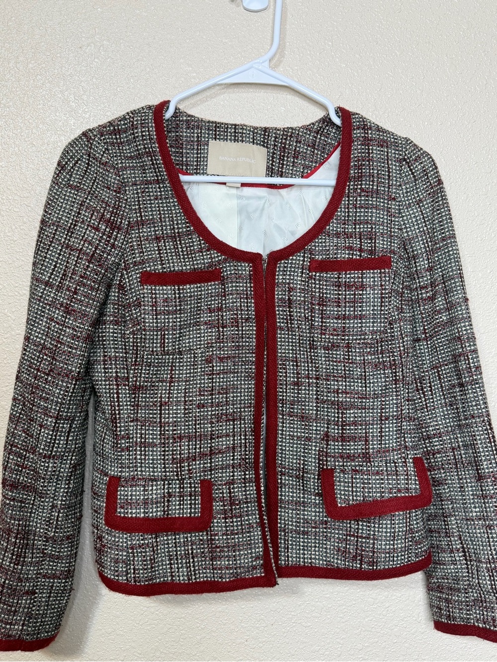 Banana Republic Tweed Jacket with Red Trim
